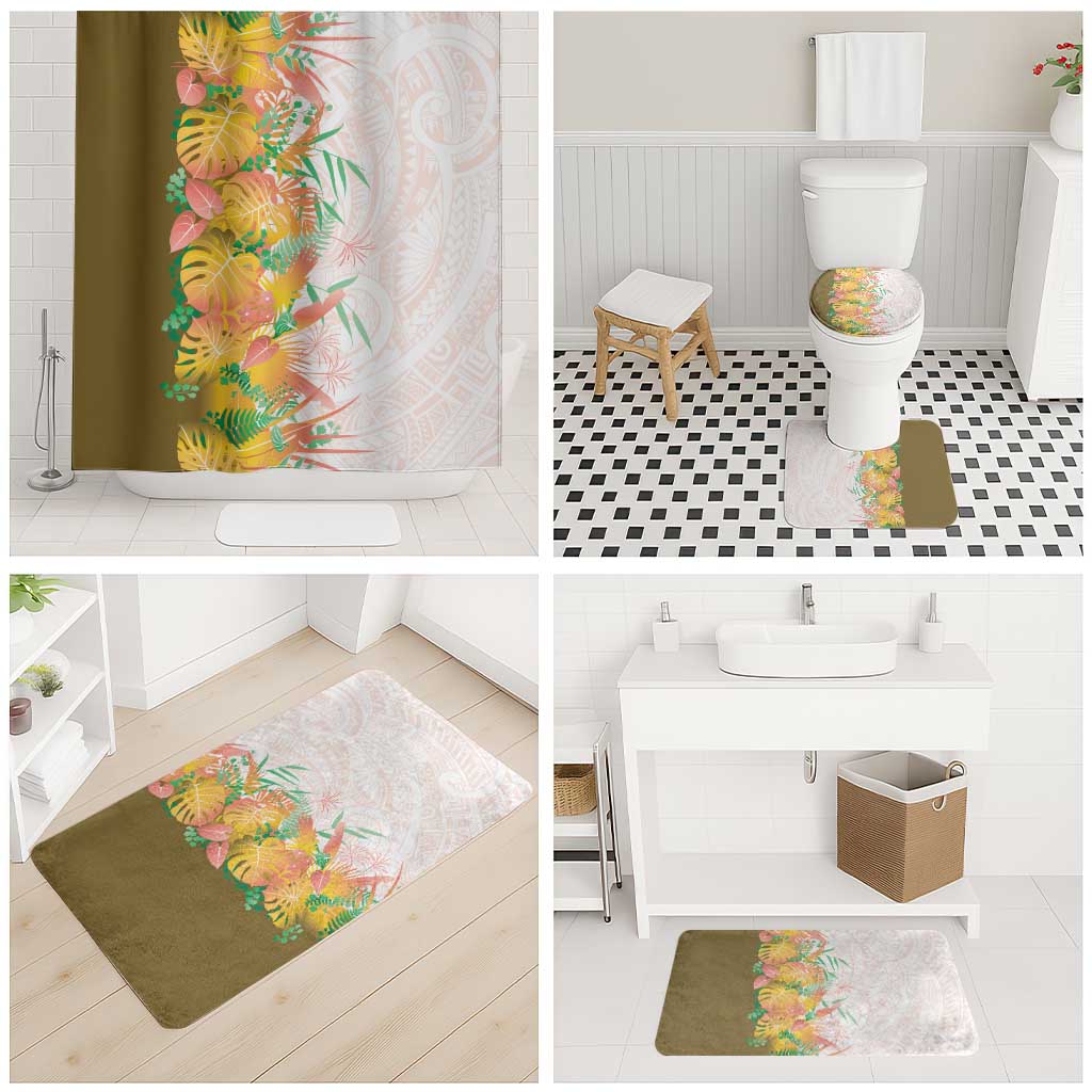 Hawaii Tropical Plant Lenalena Bathroom Set Vibrant Polynesian Pattern