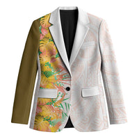 Hawaii Tropical Plant Lenalena Blazer Vibrant Polynesian Pattern