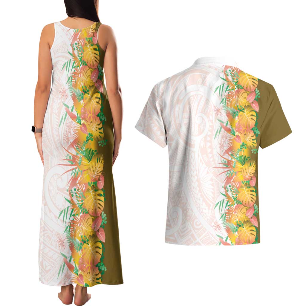 Hawaii Tropical Plant Lenalena Couples Matching Tank Maxi Dress and Hawaiian Shirt Vibrant Polynesian Pattern