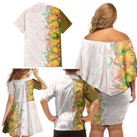 Hawaii Tropical Plant Lenalena Family Matching Off Shoulder Short Dress and Hawaiian Shirt Vibrant Polynesian Pattern LT01 - Polynesian Pride