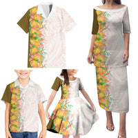 Hawaii Tropical Plant Lenalena Family Matching Puletasi and Hawaiian Shirt Vibrant Polynesian Pattern