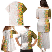 Hawaii Tropical Plant Lenalena Family Matching Puletasi and Hawaiian Shirt Vibrant Polynesian Pattern