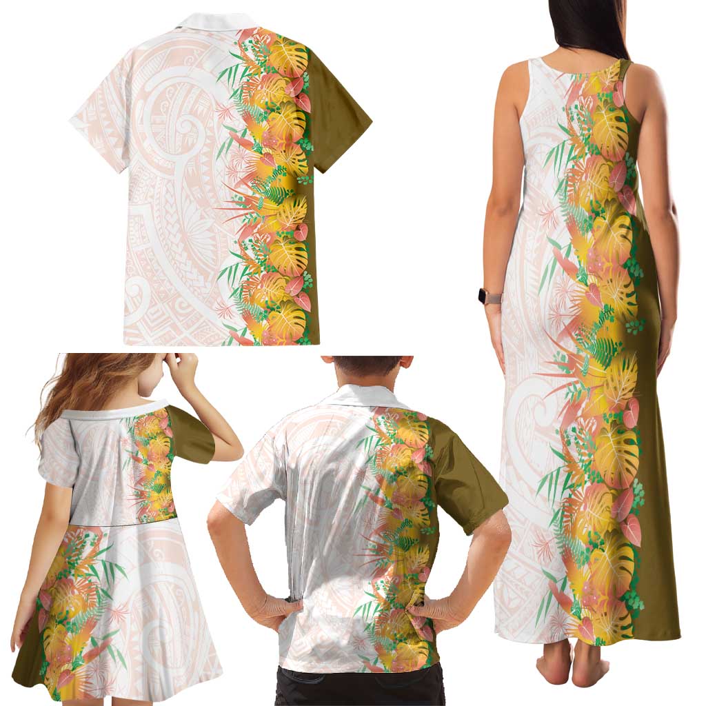 Hawaii Tropical Plant Lenalena Family Matching Tank Maxi Dress and Hawaiian Shirt Vibrant Polynesian Pattern LT01 - Polynesian Pride