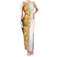 Hawaii Tropical Plant Lenalena Family Matching Tank Maxi Dress and Hawaiian Shirt Vibrant Polynesian Pattern LT01 Mom's Dress Yellow - Polynesian Pride
