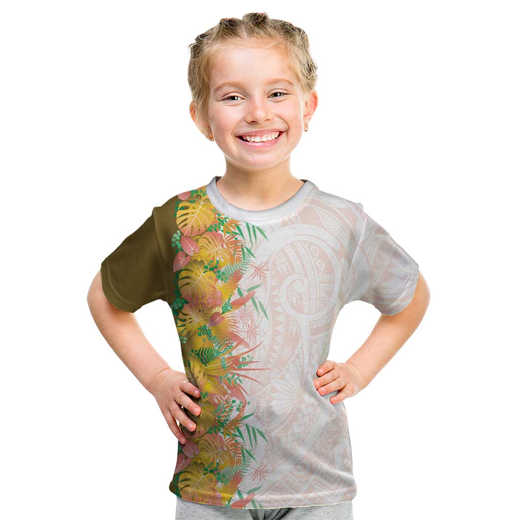 Hawaii Tropical Plant Lenalena Kid T Shirt Vibrant Polynesian Pattern LT01 Yellow - Polynesian Pride