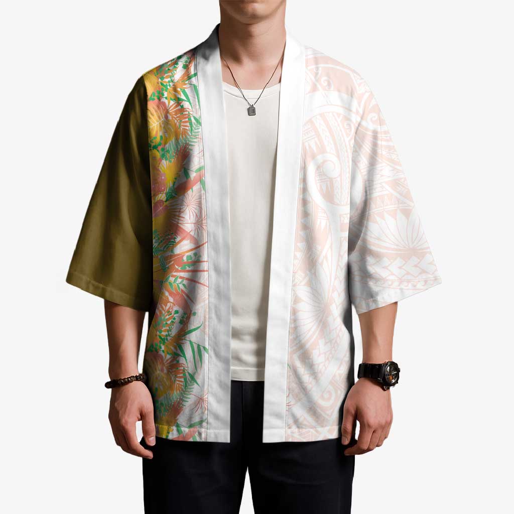 Hawaii Tropical Plant Lenalena Kimono Vibrant Polynesian Pattern