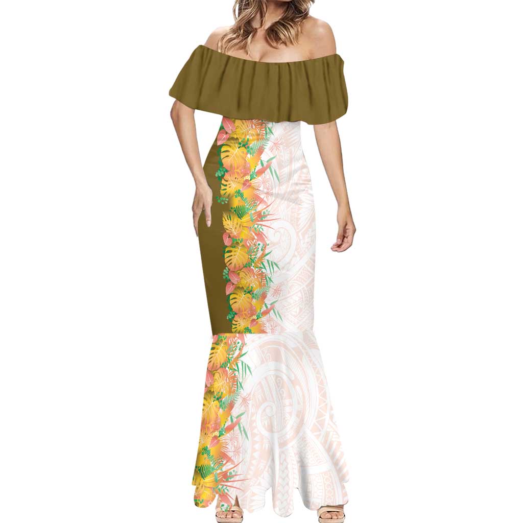 Hawaii Tropical Plant Lenalena Mermaid Dress Vibrant Polynesian Pattern