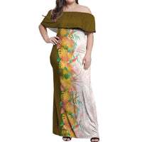 Hawaii Tropical Plant Lenalena Off Shoulder Maxi Dress Vibrant Polynesian Pattern