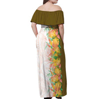 Hawaii Tropical Plant Lenalena Off Shoulder Maxi Dress Vibrant Polynesian Pattern