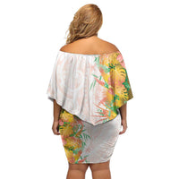 Hawaii Tropical Plant Lenalena Off Shoulder Short Dress Vibrant Polynesian Pattern