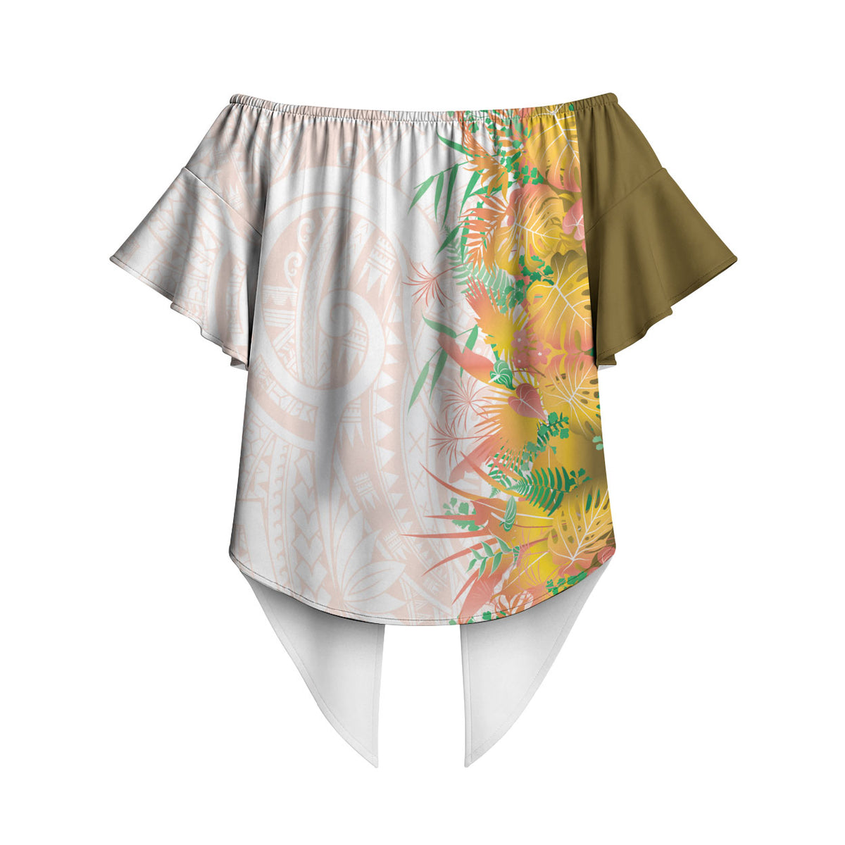 Hawaii Tropical Plant Lenalena Off Shoulder Wrap Waist Top Vibrant Polynesian Pattern LT01 - Polynesian Pride