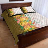 Hawaii Tropical Plant Lenalena Quilt Bed Set Vibrant Polynesian Pattern