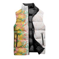 Hawaii Tropical Plant Lenalena Sleeveless Puffer Jacket Vibrant Polynesian Pattern