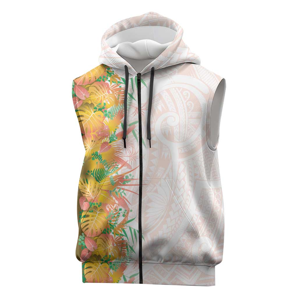 Hawaii Tropical Plant Lenalena Sleeveless Zip Hoodie Vibrant Polynesian Pattern