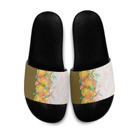 Hawaii Tropical Plant Lenalena Slide Sandals Vibrant Polynesian Pattern