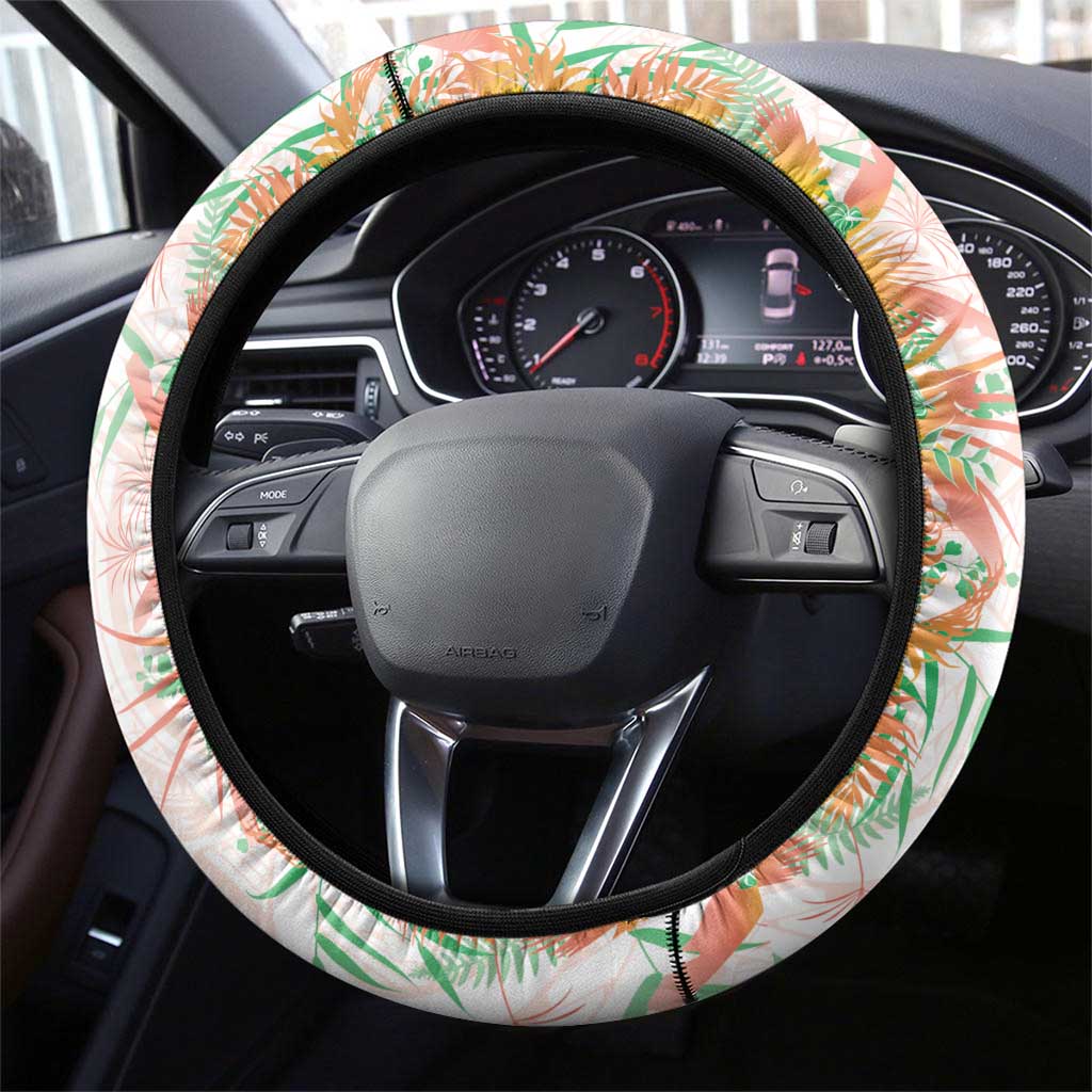 Hawaii Tropical Plant Lenalena Steering Wheel Cover Vibrant Polynesian Pattern