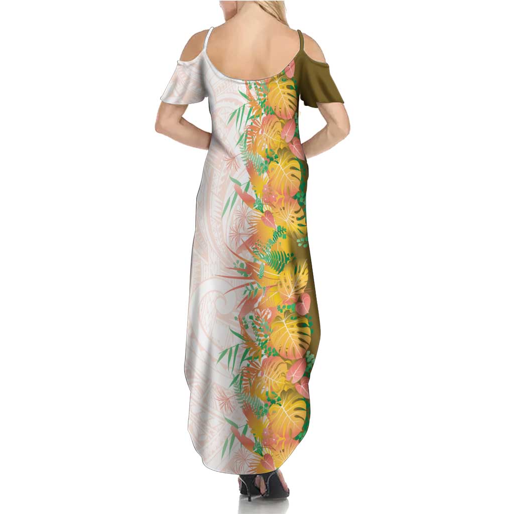 Hawaii Tropical Plant Lenalena Summer Maxi Dress Vibrant Polynesian Pattern LT01 - Polynesian Pride