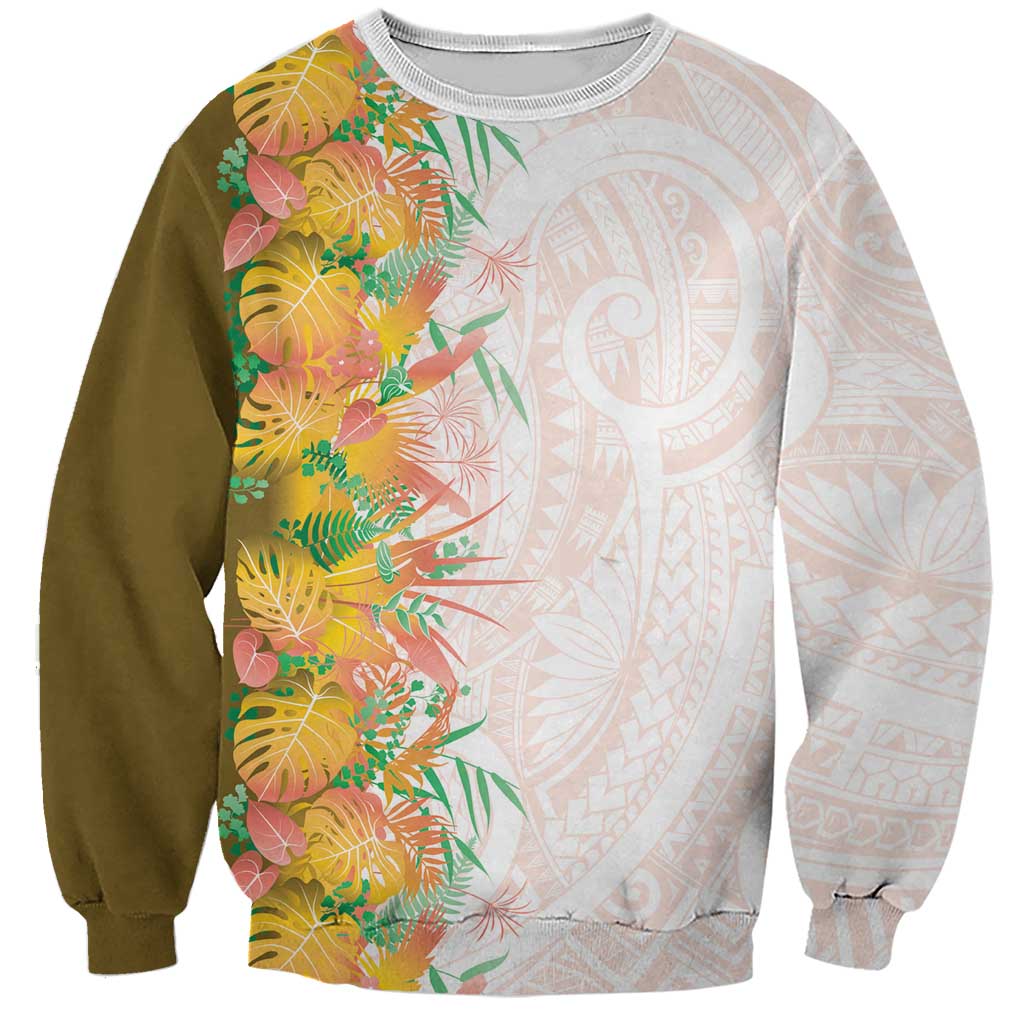 Hawaii Tropical Plant Lenalena Sweatshirt Vibrant Polynesian Pattern