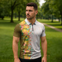 Hawaii Tropical Plant Lenalena Zipper Polo Shirt Vibrant Polynesian Pattern LT01 - Polynesian Pride
