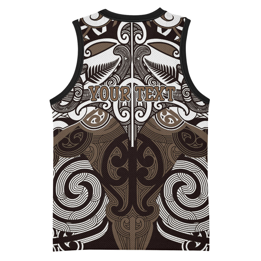 Personalised Maori Kati Mamoe Basketball Jersey Silver Fern Kowhaiwhai Art LT01 - Polynesian Pride