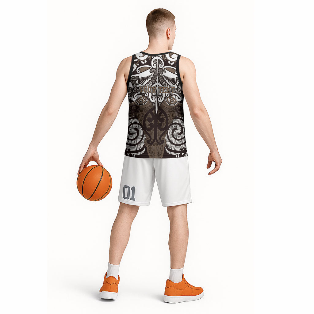 Personalised Maori Kati Mamoe Basketball Jersey Silver Fern Kowhaiwhai Art LT01 - Polynesian Pride