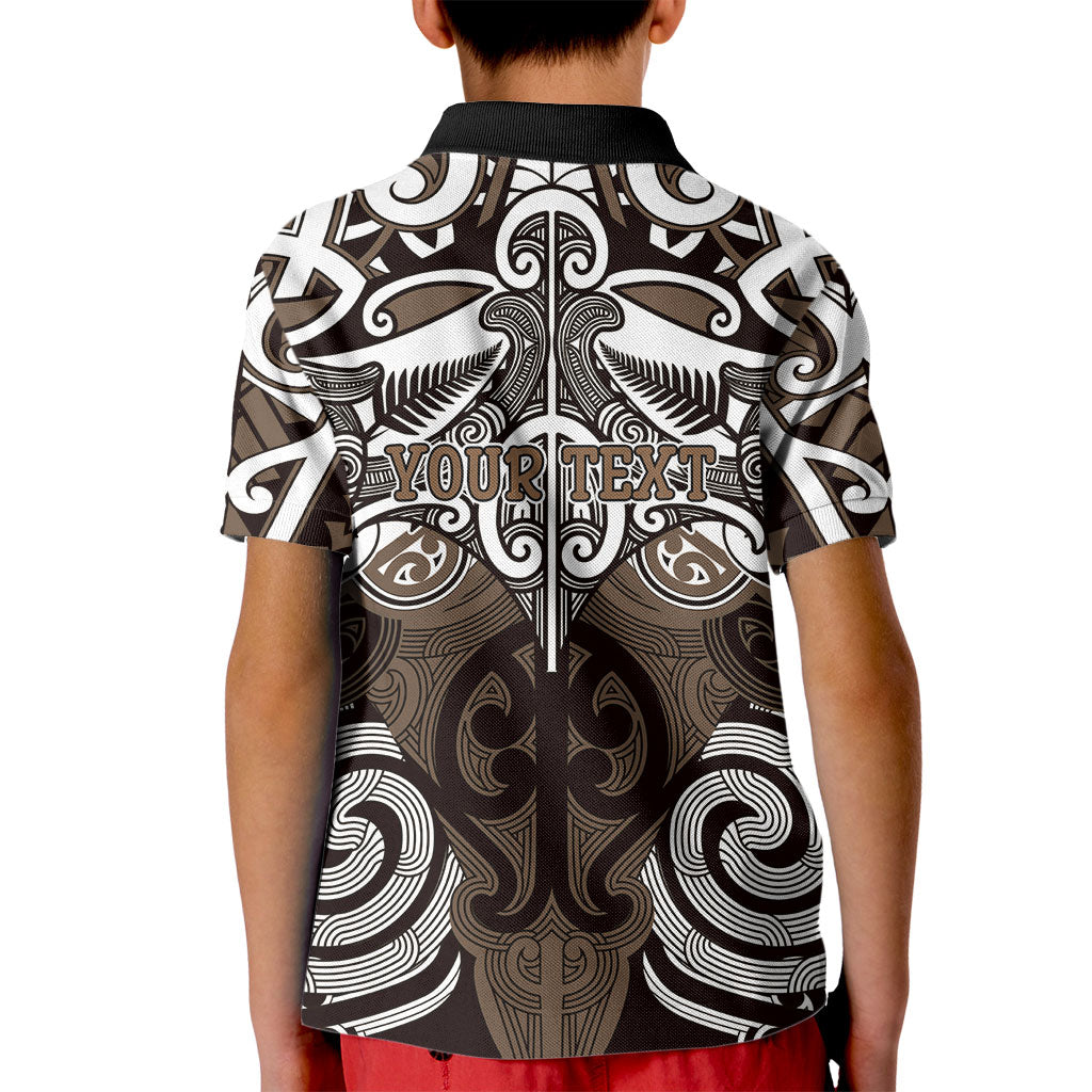 Personalised Maori Kati Mamoe Kid Polo Shirt Silver Fern Kowhaiwhai Art LT01 - Polynesian Pride