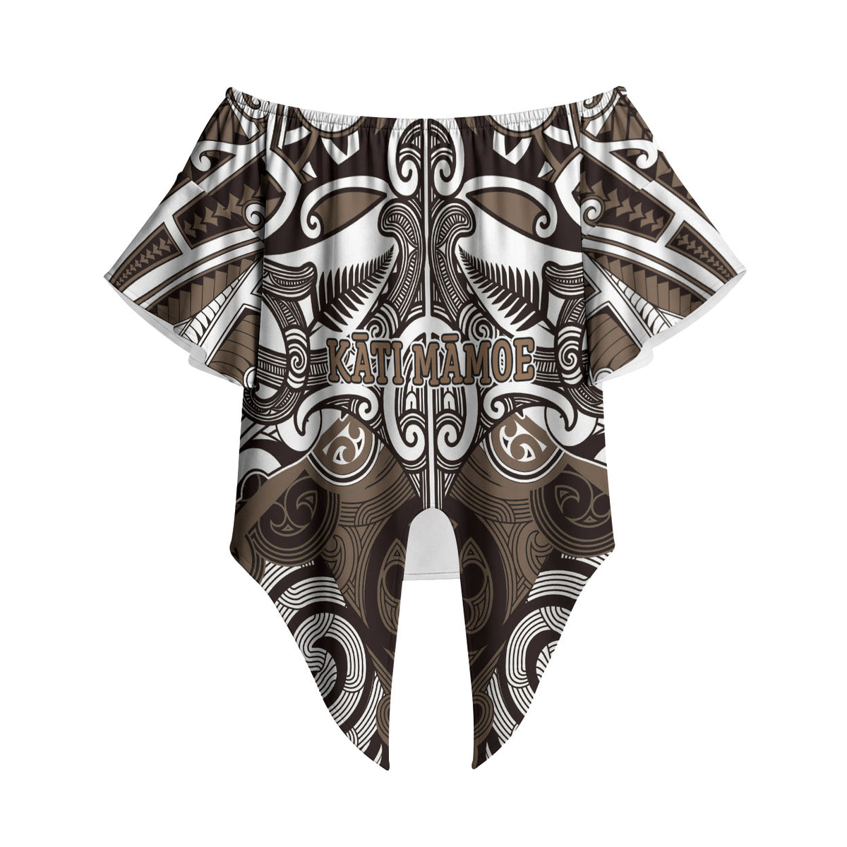 Personalised Maori Kati Mamoe Off Shoulder Wrap Waist Top Silver Fern Kowhaiwhai Art LT01 - Polynesian Pride