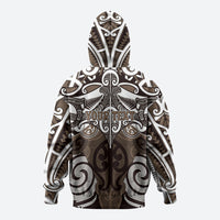Personalised Maori Kati Mamoe Zip Hoodie Silver Fern Kowhaiwhai Art LT01 - Polynesian Pride