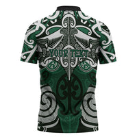 Personalised Maori Ngai Tahu Zipper Polo Shirt Silver Fern Kowhaiwhai Art LT01 - Polynesian Pride