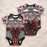 Personalised Maori Ngapuhi Baby Onesie Silver Fern Kowhaiwhai Art