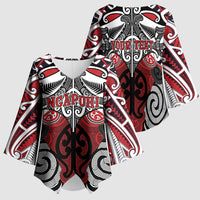 Personalised Maori Ngapuhi Kimono Sleeve Blouse Silver Fern Kowhaiwhai Art LT01 - Polynesian Pride