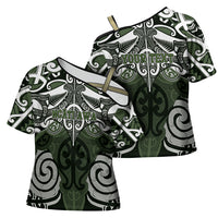 Personalised Maori Ngati Awa Cross Shoulder Shirt Silver Fern Kowhaiwhai Art LT01 - Polynesian Pride