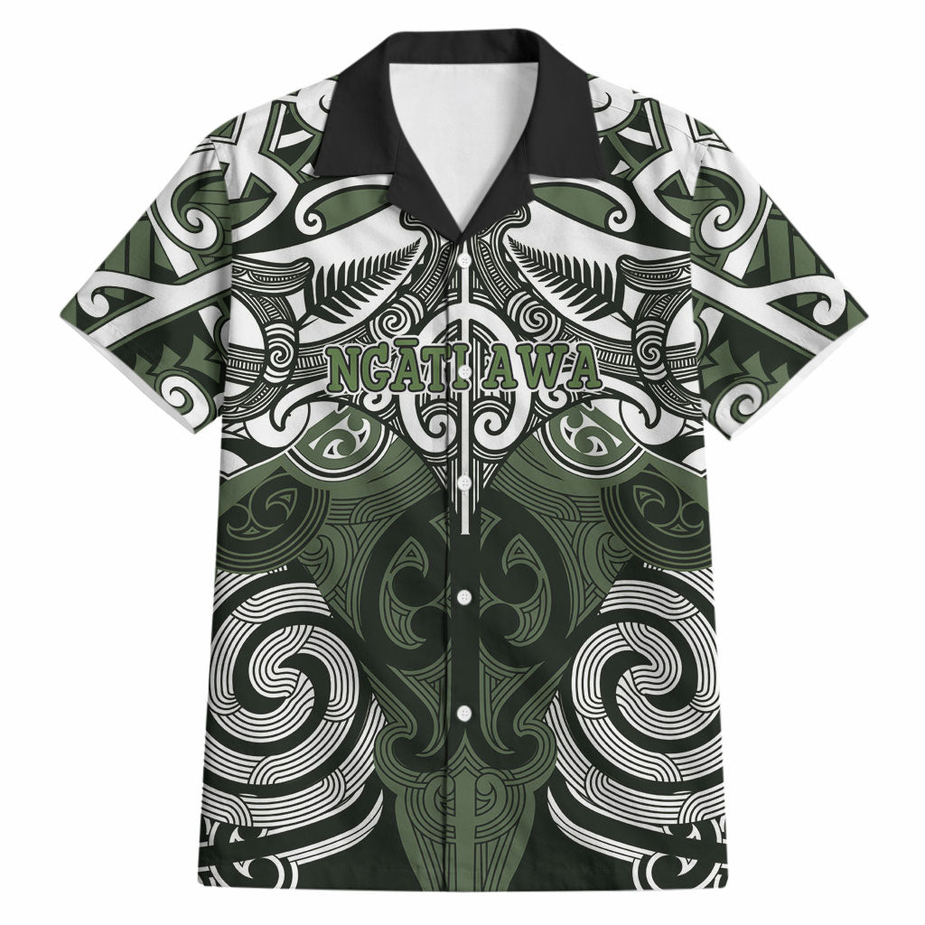 Personalised Maori Ngati Awa Hawaiian Shirt Silver Fern Kowhaiwhai Art LT01 Green - Polynesian Pride