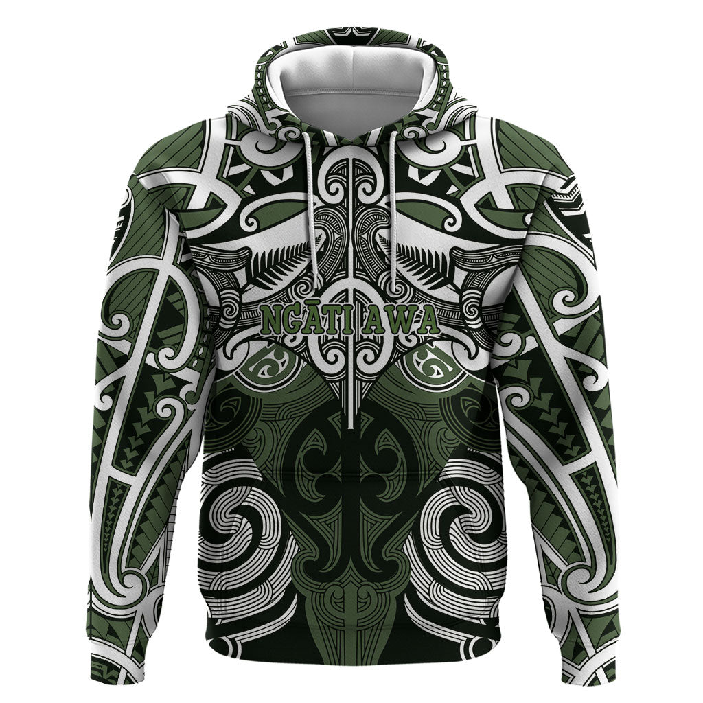 Personalised Maori Ngati Awa Hoodie Silver Fern Kowhaiwhai Art LT01 Pullover Hoodie Green - Polynesian Pride