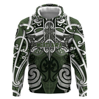 Personalised Maori Ngati Awa Hoodie Silver Fern Kowhaiwhai Art LT01 Pullover Hoodie Green - Polynesian Pride