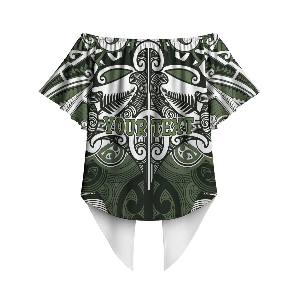 Personalised Maori Ngati Awa Off Shoulder Wrap Waist Top Silver Fern Kowhaiwhai Art LT01 - Polynesian Pride