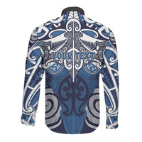 Personalised Maori Ngati Kahungunu Long Sleeve Button Shirt Silver Fern Kowhaiwhai Art LT01 - Polynesian Pride
