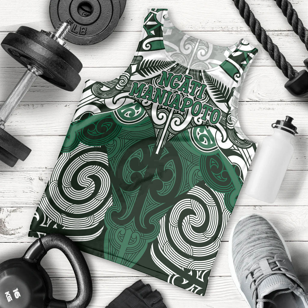 Personalised Maori Ngati Maniapoto Men Tank Top Silver Fern Kowhaiwhai Art LT01 - Polynesian Pride