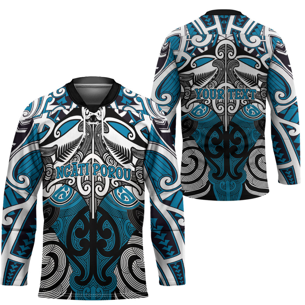Personalised Maori Ngati Porou Hockey Jersey Silver Fern Kowhaiwhai Art LT01 - Polynesian Pride