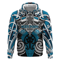 Personalised Maori Ngati Porou Hoodie Silver Fern Kowhaiwhai Art LT01 Pullover Hoodie Blue - Polynesian Pride