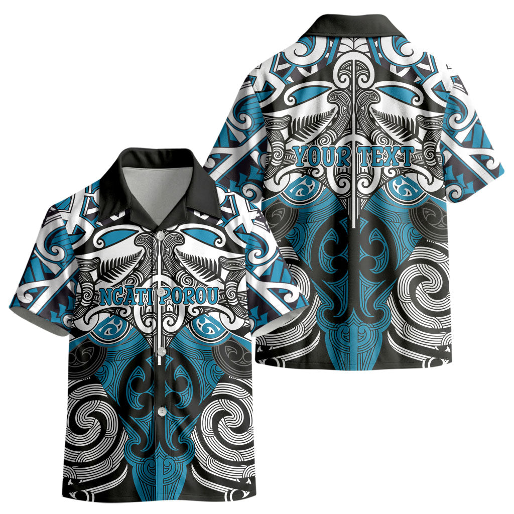 Personalised Maori Ngati Porou Kid Hawaiian Shirt Silver Fern Kowhaiwhai Art LT01 - Polynesian Pride