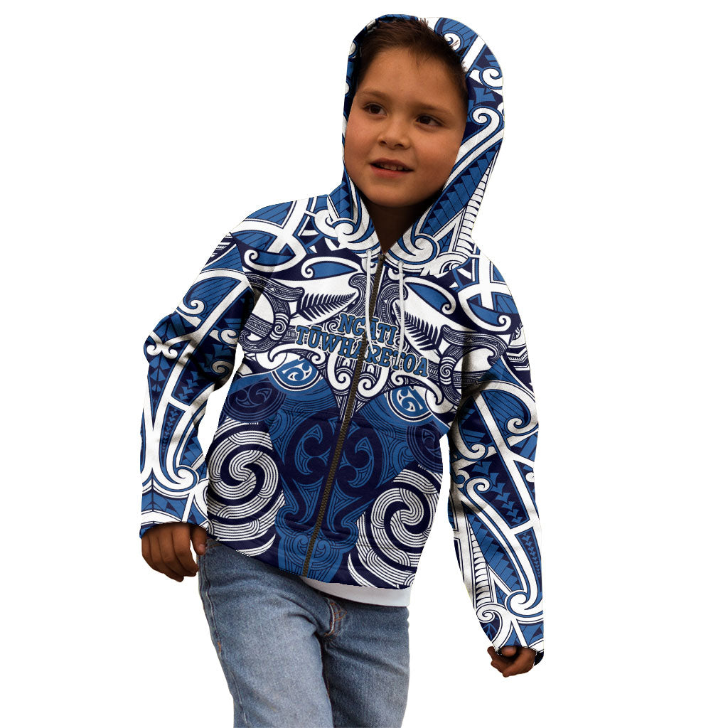Personalised Maori Ngati Tuwharetoa Kid Hoodie Silver Fern Kowhaiwhai Art LT01 - Polynesian Pride