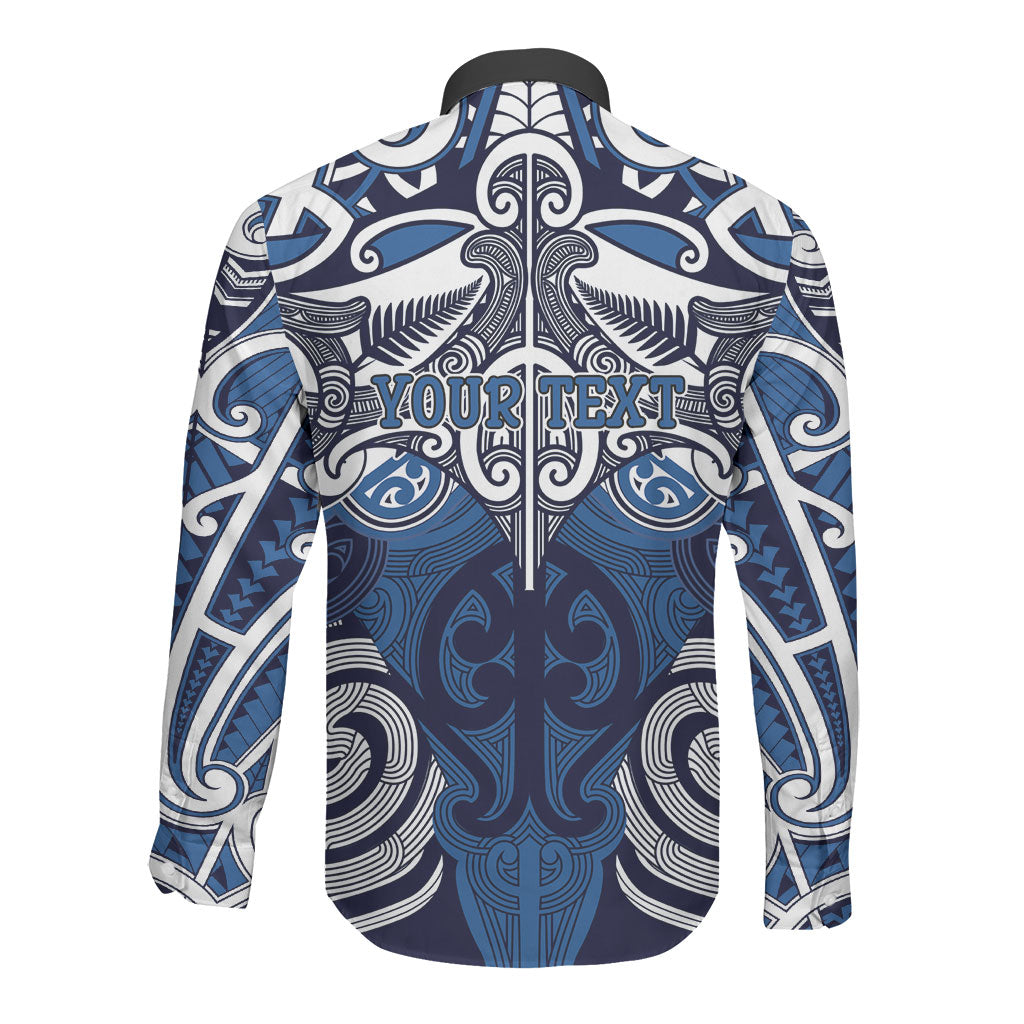 Personalised Maori Ngati Tuwharetoa Long Sleeve Button Shirt Silver Fern Kowhaiwhai Art LT01 - Polynesian Pride