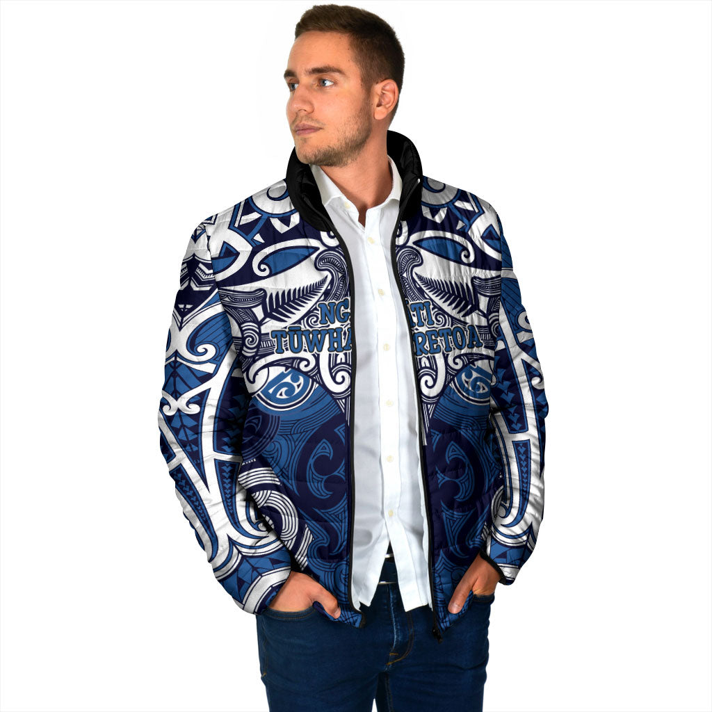Personalised Maori Ngati Tuwharetoa Padded Jacket Silver Fern Kowhaiwhai Art LT01 - Polynesian Pride