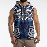 Personalised Maori Ngati Tuwharetoa Sleeveless Zip Hoodie Silver Fern Kowhaiwhai Art LT01 - Polynesian Pride