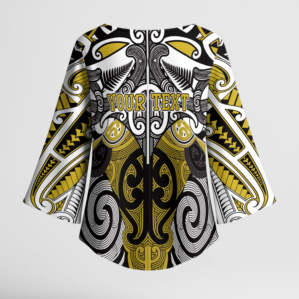 Personalised Maori Ngati Whatua Kimono Sleeve Blouse Silver Fern Kowhaiwhai Art LT01 - Polynesian Pride