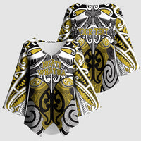 Personalised Maori Ngati Whatua Kimono Sleeve Blouse Silver Fern Kowhaiwhai Art LT01 - Polynesian Pride