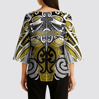Personalised Maori Ngati Whatua Kimono Sleeve Blouse Silver Fern Kowhaiwhai Art LT01 - Polynesian Pride