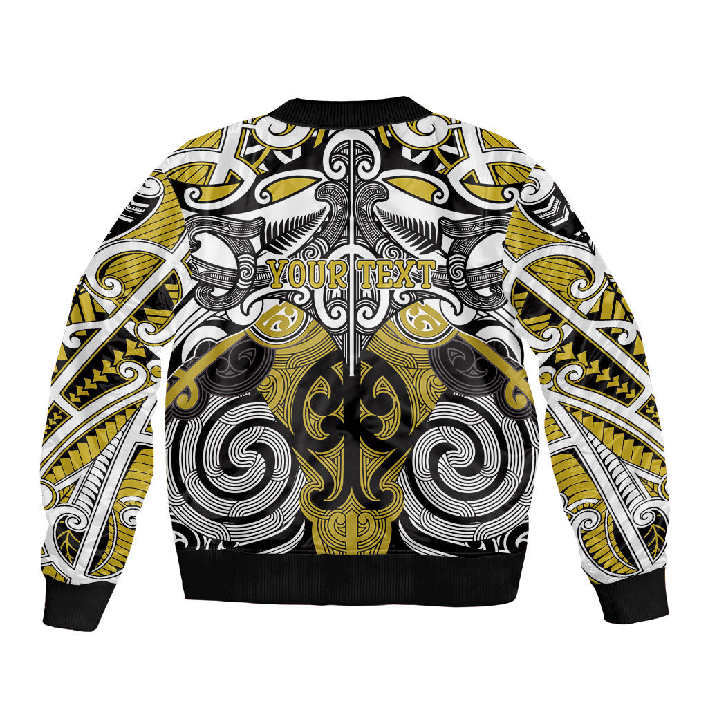 Personalised Maori Ngati Whatua Sleeve Zip Bomber Jacket Silver Fern Kowhaiwhai Art LT01 - Polynesian Pride