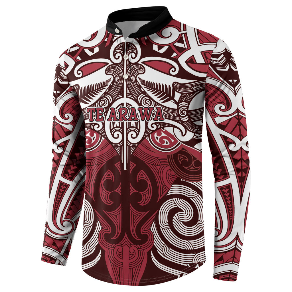 Personalised Maori Te Arawa Button Sweatshirt Silver Fern Kowhaiwhai Art LT01 - Polynesian Pride